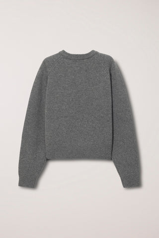 UNISEX SOFT VOLUME V-NECK SWEATER MELANGE GREY