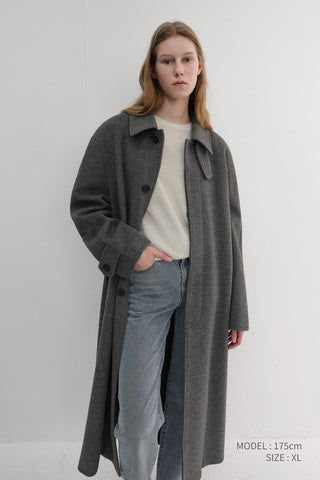 UNISEX BELTED CASHMERE MAC COAT MELANGE GREY