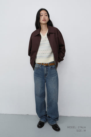 UNISEX COLLARED BLOUSON JACKET BROWN