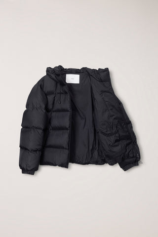 UNISEX HOODED VOLUME GOOSE DOWN JACKET BLACK