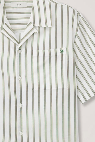 CROPPED OPEN COLLARED STRIPED SHIRT GREEN STRIPE