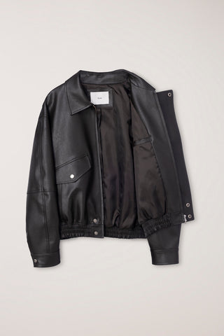 UNISEX CROPPED ALTER-LEATHER BLOUSON GREYISH KHAKI