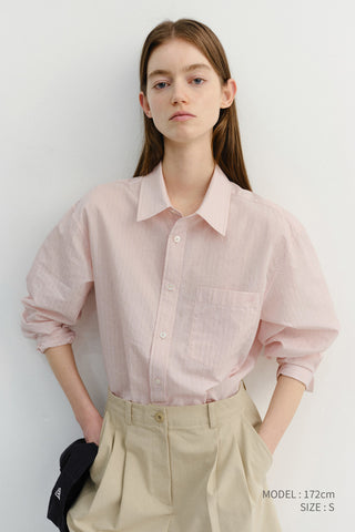 UNISEX SUMMER BREEZE STRIPED OVERSHIRT SOFT PINK