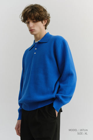 UNISEX CASHMERE COLLARED SWEATER BLUE