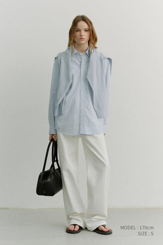 UNISEX OVERSIZED STRIPED SHIRT SKY BLUE STRIPE