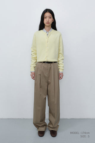 UNISEX CREWNECK KNIT CARDIGAN LEMON BUTTER