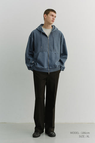 UNISEX GARMENT DYED ZIP-UP HOODIE NAVY