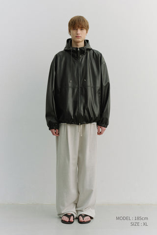 UNISEX ALTER-LEATHER WINDBREAKER BLACK