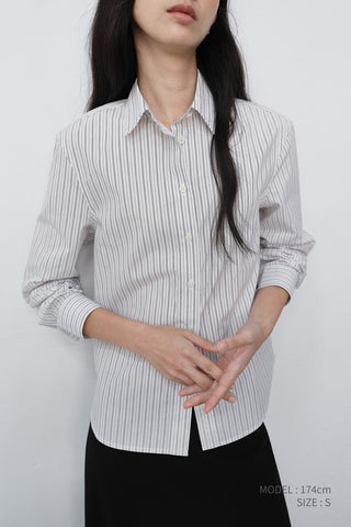 ESSENTIAL SLIM STRIPED SHIRT GREY STRIPE