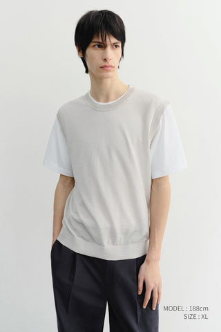 UNISEX SHEER LAYERING KNIT VEST LIGHT GREY