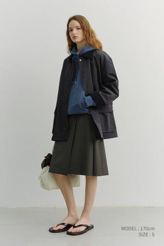 PLEATS MIDI SKIRT GREY