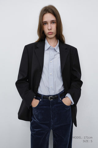 UNISEX CLASSIC 3 BUTTON WOOL BLAZER BLACK