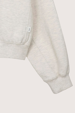 UNISEX LEATHER LOGO ZIP-UP HOODIE OATMEAL MELANGE