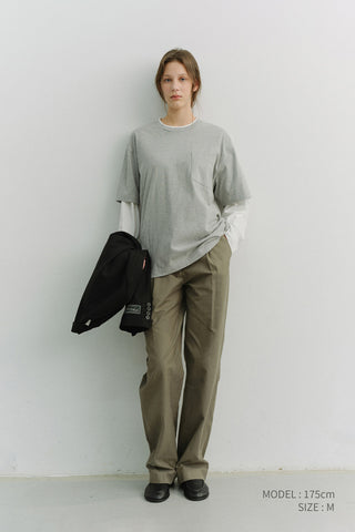 UNISEX LAYERED SET-UP T-SHIRT MELANGE GREY OFF WHITE