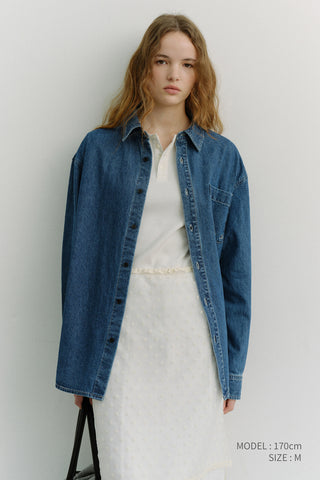 UNISEX OVERSIZED DENIM SHIRT CLASSIC BLUE