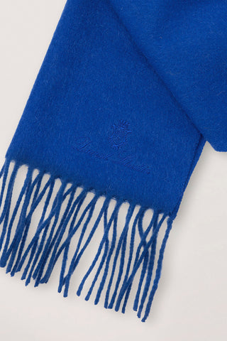 FRINGED CASHMERE MUFFLER KOVALT BLUE