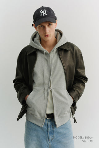 UNISEX CROPPED ZIP-UP HOODIE MELANGE GREY