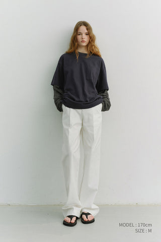 UNISEX LAYERED SET-UP T-SHIRT NAVY BLACK STRIPE