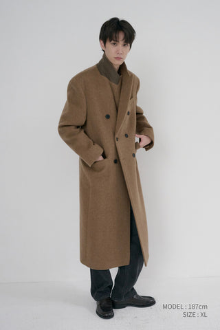 UNISEX TAILORED DOUBLE-BREASTED COAT CAMEL