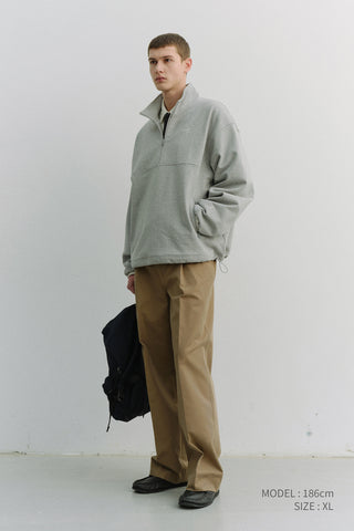 UNISEX RELAXED HALF ZIP-UP SWEATSHIRT MELANGE GREY