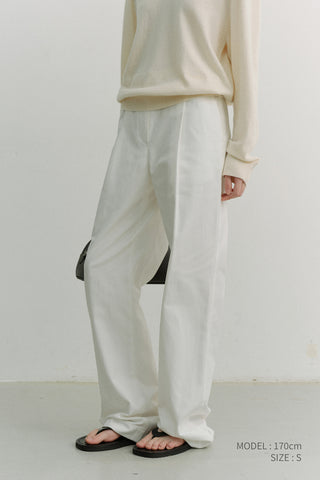 PLEATED CHINO SLACKS IVORY