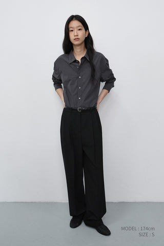 UNISEX REFINED COTTON SHIRT WASHED BLACK