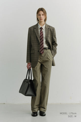 UNISEX 2 BUTTON WOOL BLAZER GREY CHECK