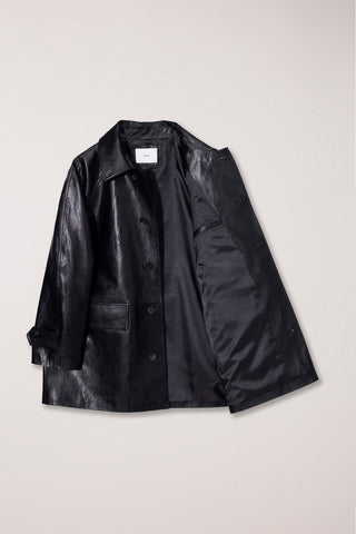 UNISEX LILY ALTER-LEATHER HALF JACKET BLACK