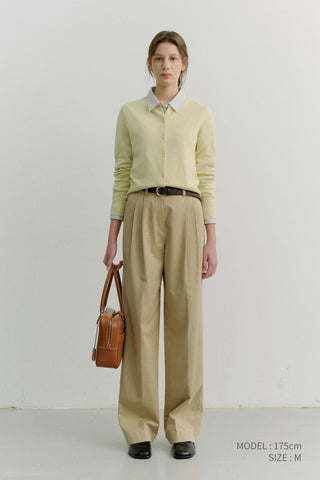 ESSENTIAL CREWNECK KNIT CARDIGAN LEMON