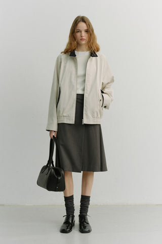 PLEATS MIDI SKIRT GREY