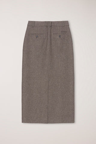 H-LINE LONG SKIRT MELANGE BROWN