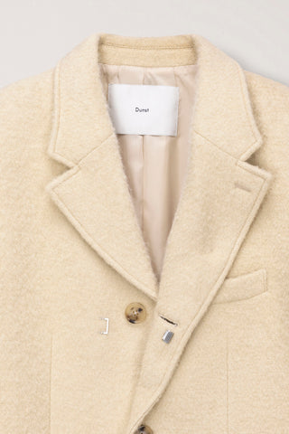 UNISEX 2-WAY 3 BUTTON BOUCLE WOOL COAT BUTTER CREAM
