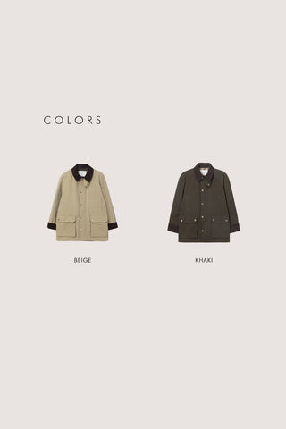 UNISEX WAXED COTTON HUNTING JACKET KHAKI