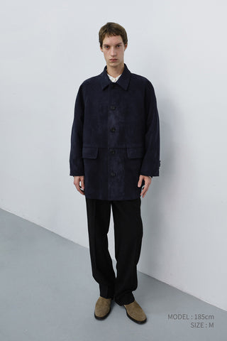 PLEATED SEMI-WIDE SLACKS BLACK