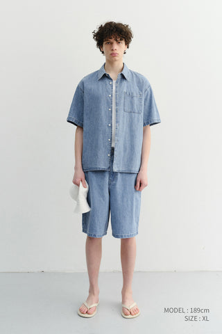 UNISEX LINEN DENIM SHIRT LIGHT BLUE