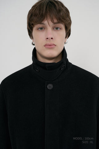 UNISEX BELTED CASHMERE MAC COAT BLACK