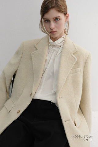 UNISEX ALPACA BLAZER COAT BUTTER BEIGE