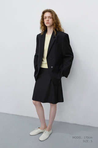 BIAS MIDI STRIPED SKIRT BLACK STRIPE