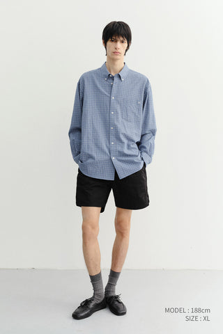 UNISEX SEERSUCKER BD SHIRT BLUE CHECK