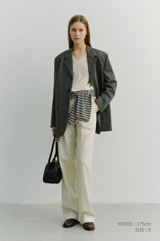 DOUBLE PLEATED CHINO SLACKS IVORY