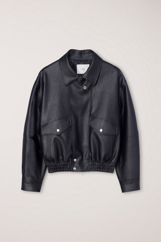 UNISEX CROPPED ALTER-LEATHER BLOUSON BLACK