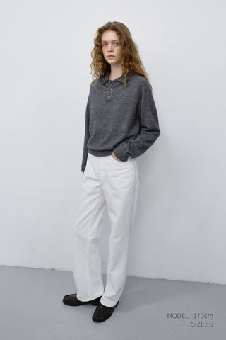UNISEX COLLARED SWEATER MELANGE GREY