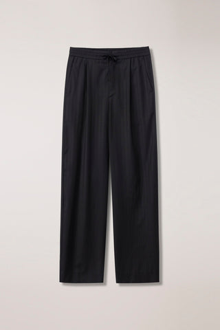 LOUNGE WOOL SLACKS BLACK STRIPE