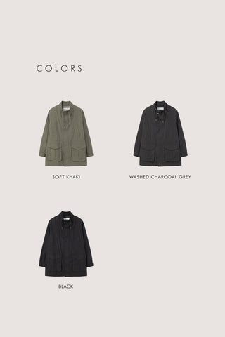 UNISEX MODERN FIELD JACKET WASHED CHARCOAL GREY