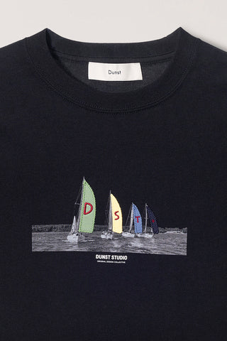 UNISEX APPLIQUE YACHT T-SHIRT BLACK