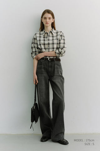 UNISEX 2-WAY OVERSIZED CHECKED SHIRT BLACK OMBRE CHECK