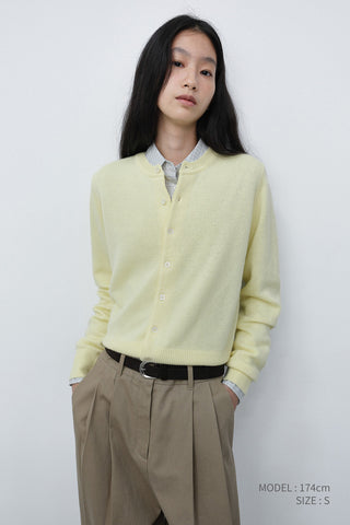 UNISEX CREWNECK KNIT CARDIGAN LEMON BUTTER