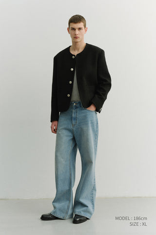 UNISEX CLASSIC BOUCLE TWEED JACKET BLACK