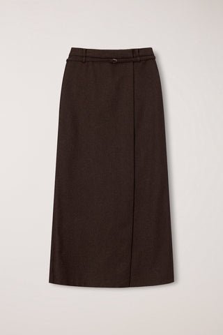 MAXI WRAP SKIRT BROWN