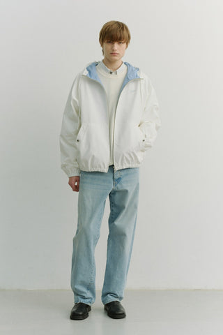 UNISEX LOGO WINDBREAKER WHITE SOFT BLUE
